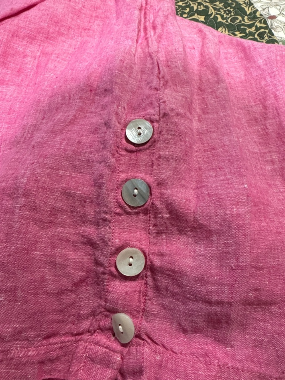 Tahari Bright Pink 100% Linen V-Neck Tunic - Picture 5 of 5